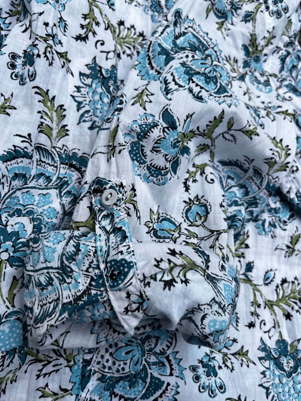 Cino Blue Floral Button-up Bohemian Vibrant Beach Holiday Maximalism Shirt XL - Picture 11 of 16